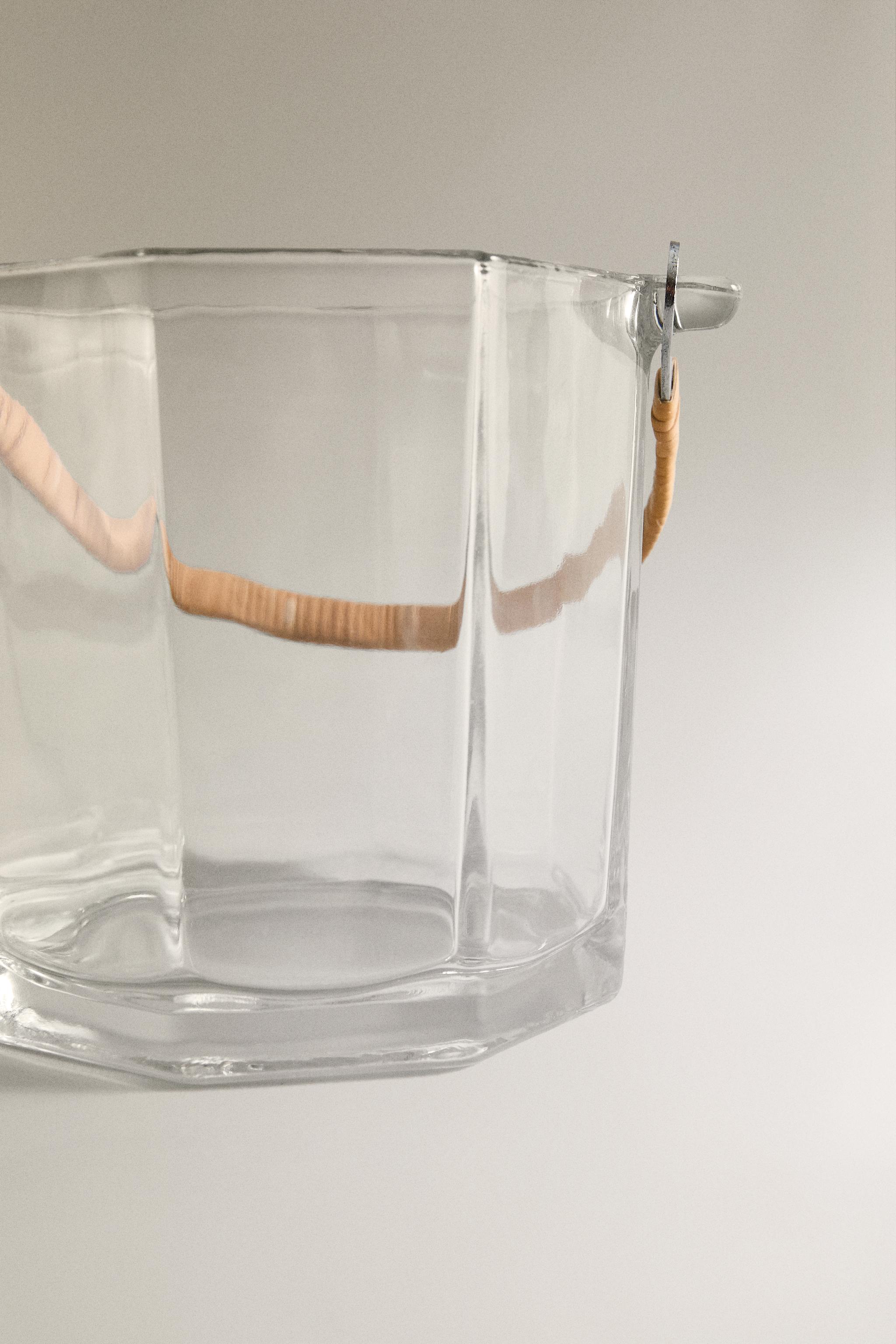GLASS ICE BUCKET AND TONGS SET